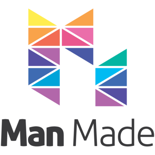 Man Made Logo, bright colors.